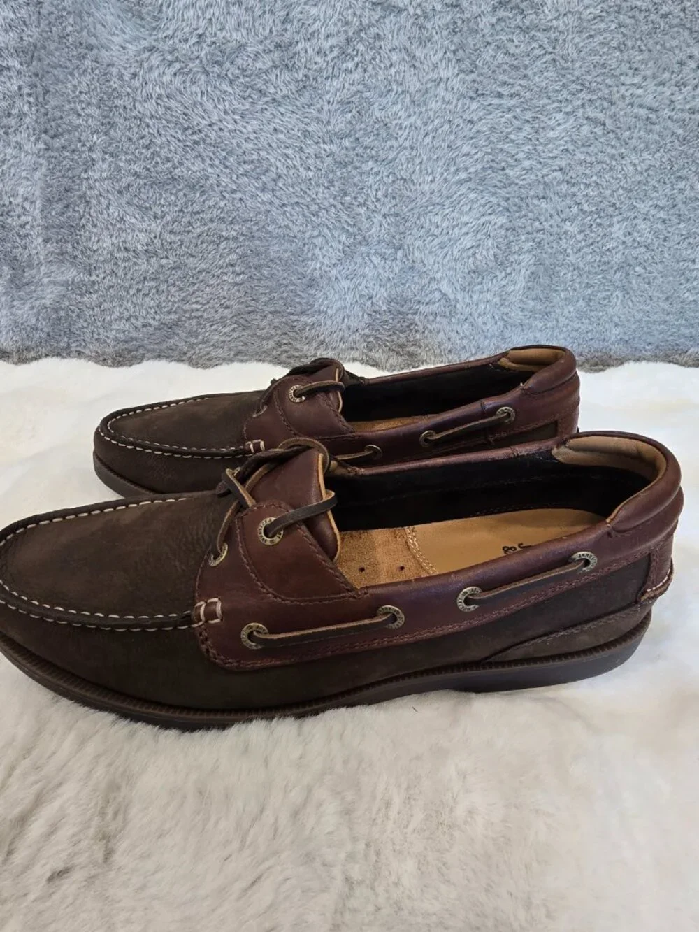 Johnston & Murphy Ventura 2-Eye Boat Shoe Dark Brown Mahogany Leather Sizes